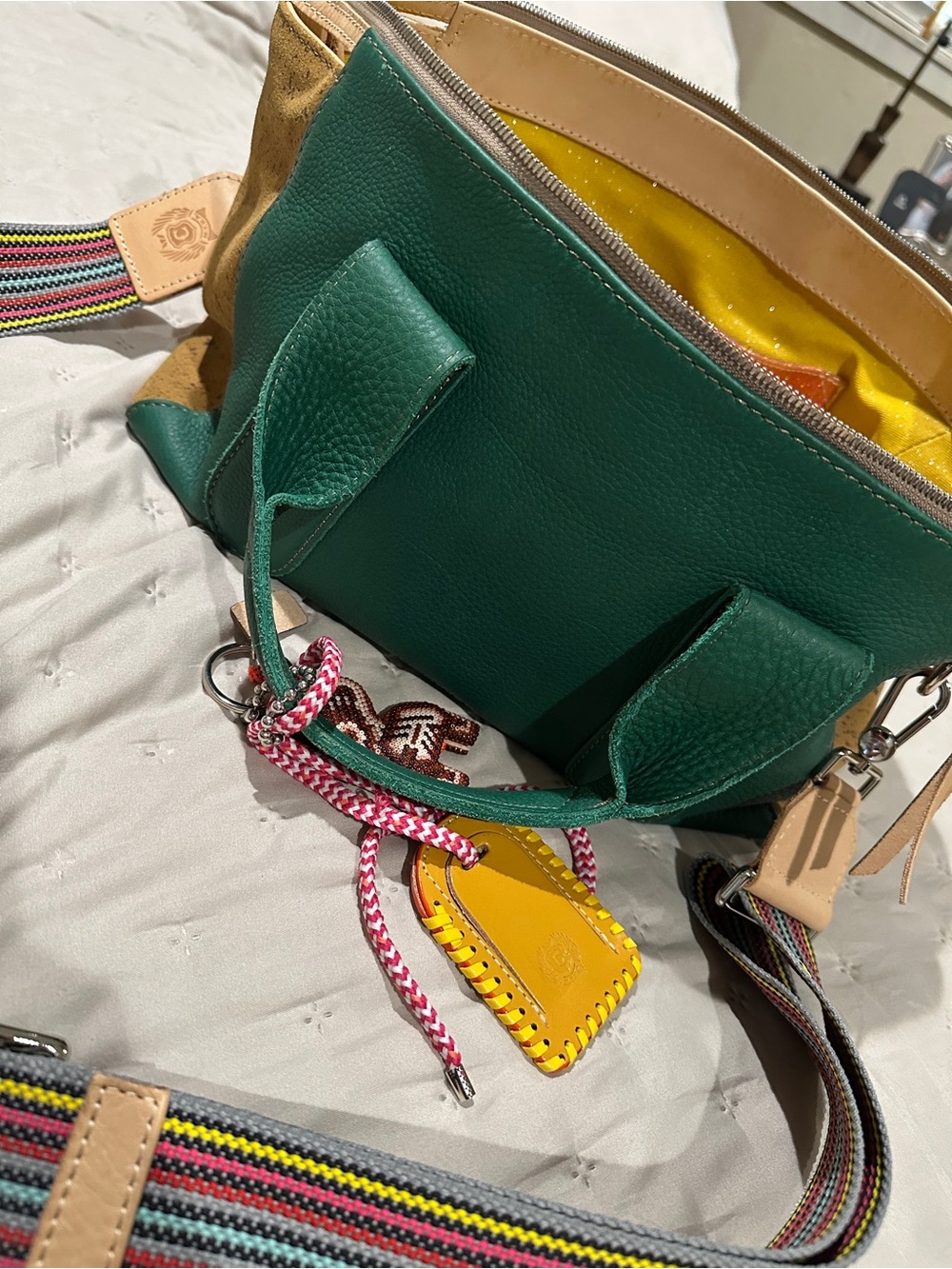 Consuela Green Teal City Satchel with Striped Strap - Picture 9 of 13